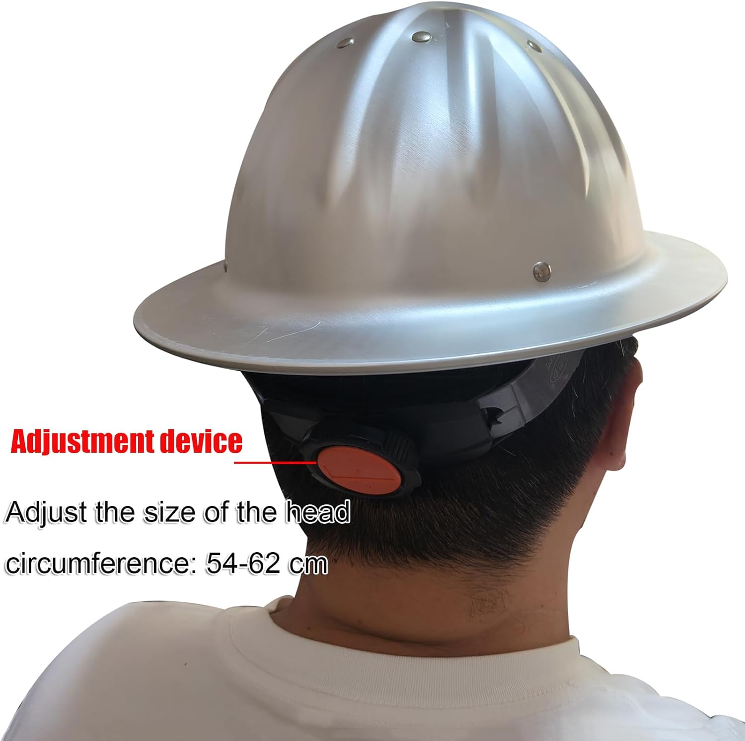 Aluminum Hard Hat with Removable Liner 5.3”Tall Full Brim Design Professional Construction Site Helmet Suspension Adjuster for Head Circumference Size