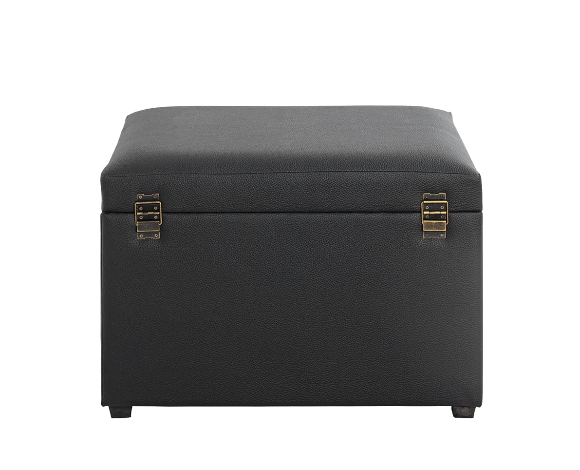 HAKU Sitztruhe schwarz, Kunstleder, MDF - Maße: B 58 cm x H 42 cm x T 39 cm, Style: Modern