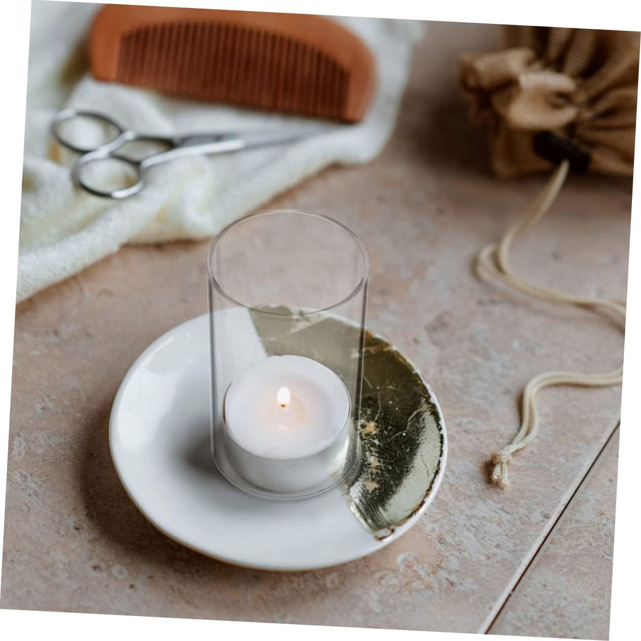 3pcs Glass Candle Lampshade Decorative Glass Candle Holders Tapered Holder Tube for Decor