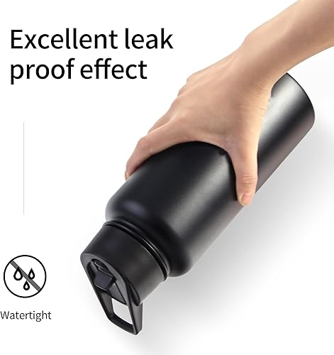 Miniatura 6 de CLQFDT Botellas de agua de acero inoxidable con aislamiento al vacío de 32 onzas con tapas de popote y boquilla botella deportiva de doble pared a