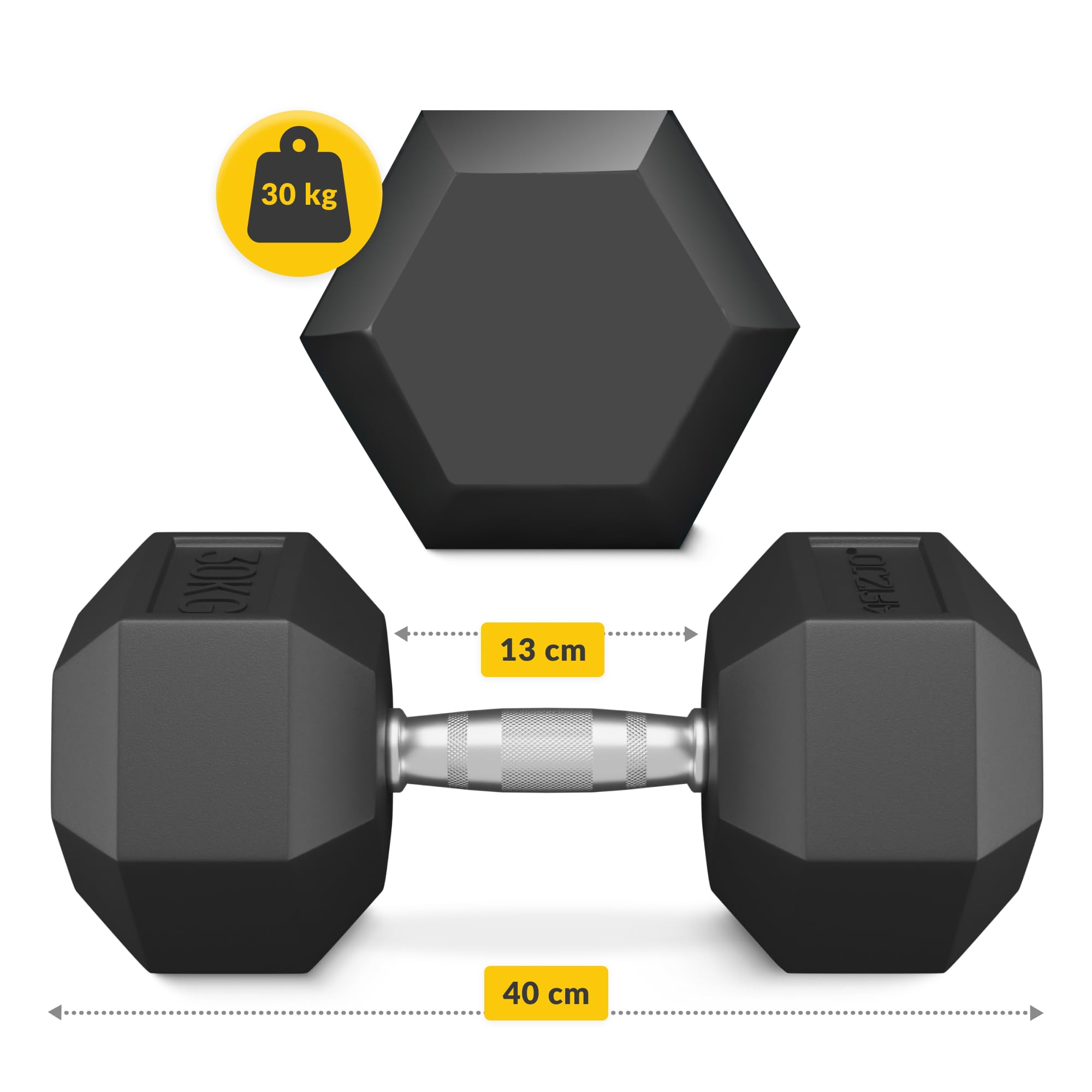HANTLA HANTELEK ŻELIWNY GUMOWANY HANTEL HANTLE HEX SOLIDNY WYTRZYMAŁY 30kg