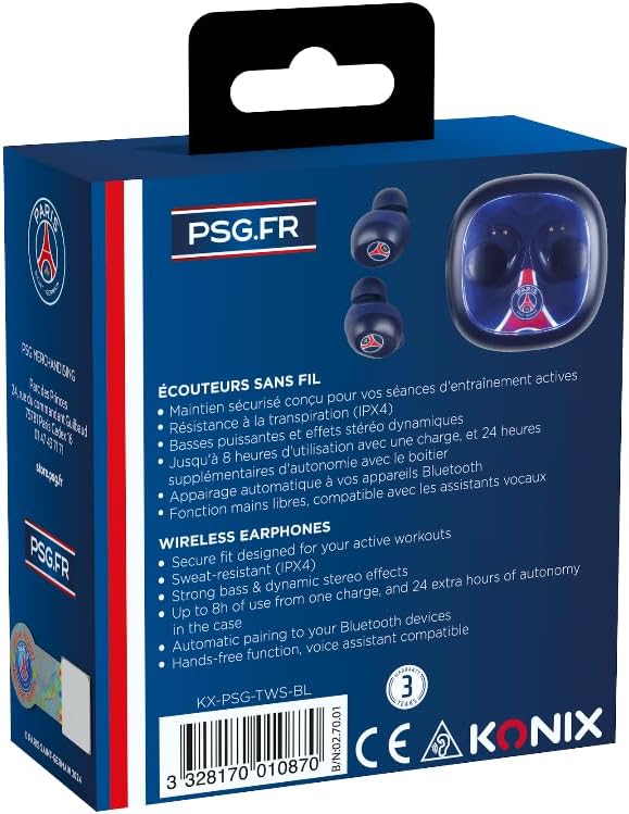 Konix PSG Écouteurs sans Fil pour Smartphones et tablettes - Autonomie 8 h + 15 h boitier - Résistance à l'eau IPX4 - Connexion Bluetooth - Bleu – Image 7