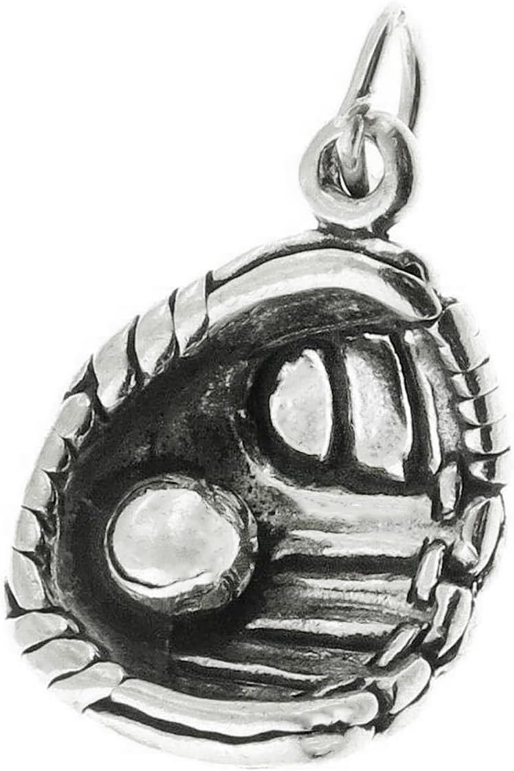 Baseball Softball Glove Mitt 3D 925 Solid Sterling Silver Charm Pendant Bracelet Jewelry Making Supply