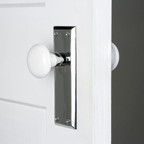 Miniatura 2 de Nostalgic Warehouse 733192 - Placa New York cromada brillante con perilla de porcelana blanca