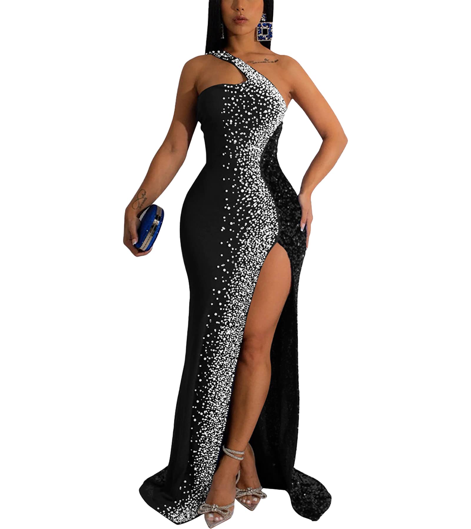 Nagfar Women Rhinestone and Sequin Birthday Party Sexy Club Night Out Holiday New Years Formal Dress