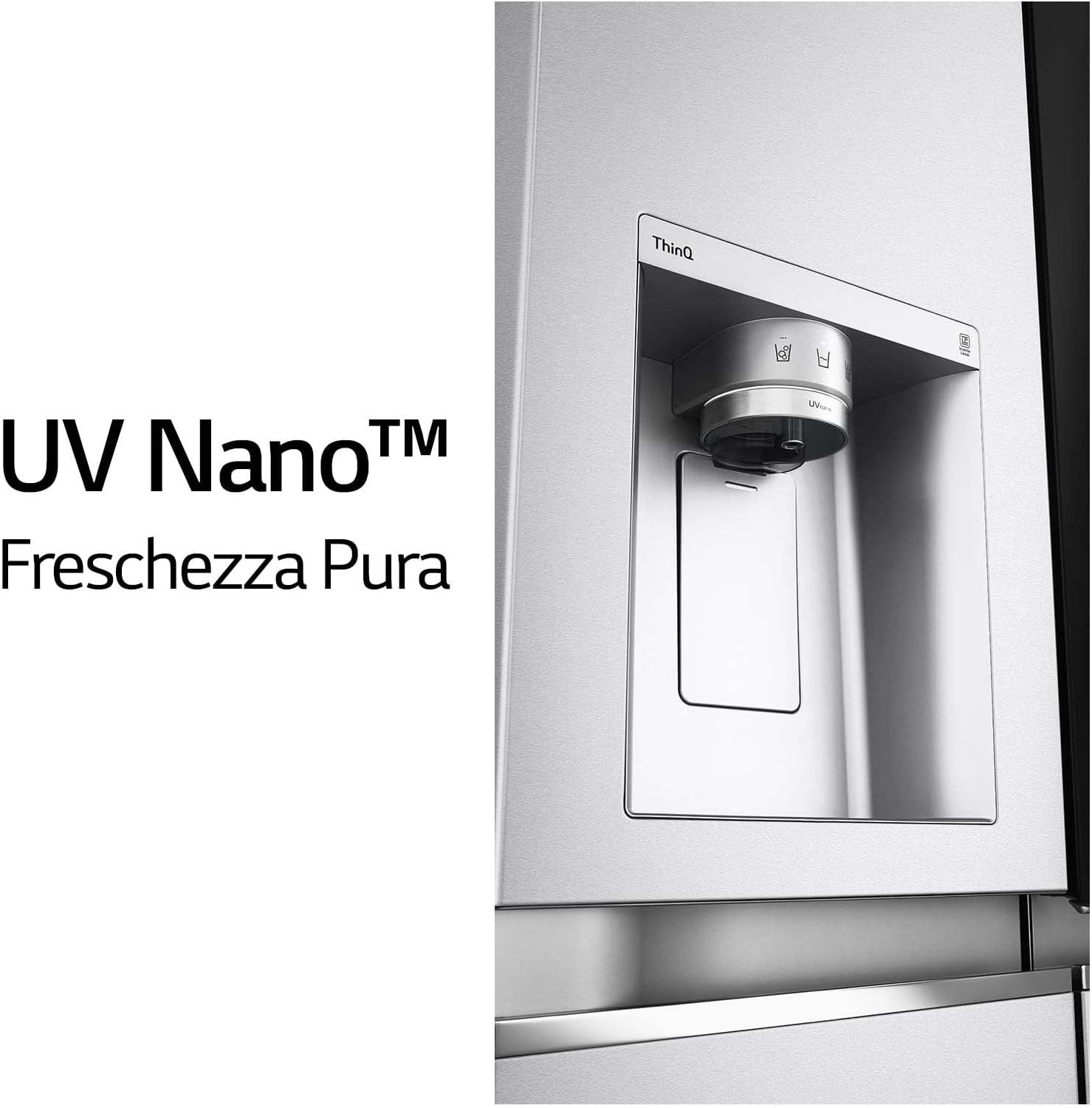 LG GSLV90PZAE Frigorifero Americano Side by Side Total No Frost con Congelatore, 635 L, Dispenser Acqua e Ghiaccio UV Nano, Door Cooling, Linear Cooling - Frigo Smart con Wi-Fi e Freezer [Classe di efficienza energetica E]