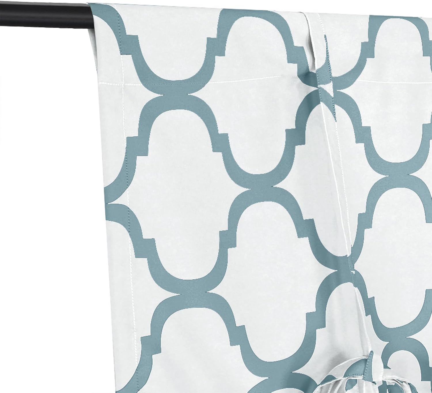 Melodieux Moroccan Thermal Insulated Tie Up Shade Room Darkening Blackout Rod Pocket Curtain for Small Window, 42 by 63 Inch, Off White/Dusty Teal (1 Panel) image 4
