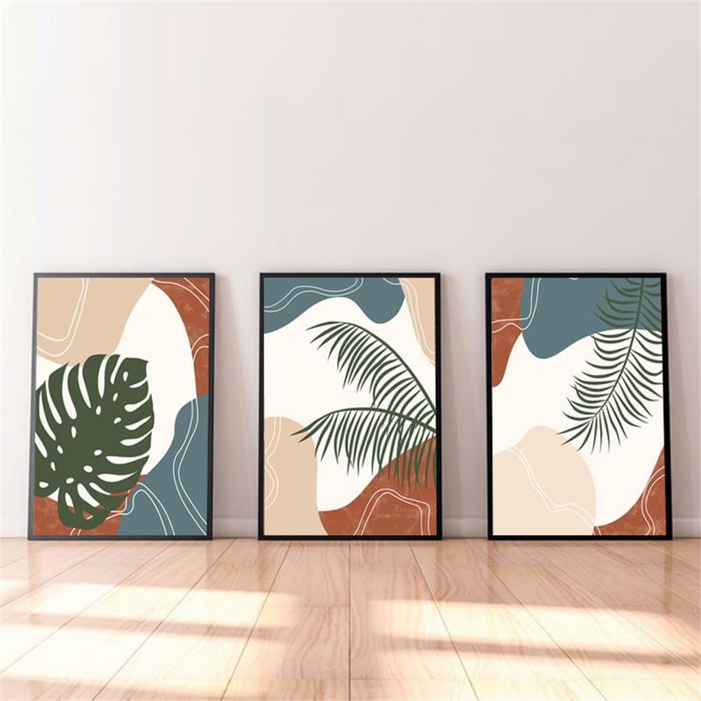 WBYZAC Botanical Posters-Tropical Leaves Art Canvas Painting Abstract Retro Wall Art Modern Poster and Prints Living Bedroom Kitchen Room Wall Decor Artwork-60 * 70cm*3PCS (No Frame)