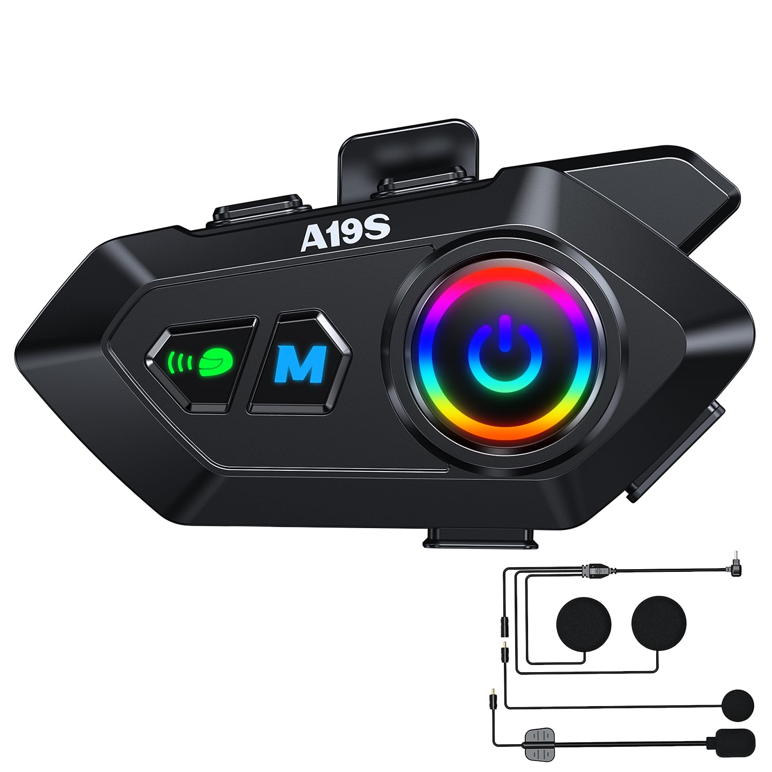 Altoparlanti per casco da moto, condivisione di musica, doppia cancellazione del rumore, cuffie con bassi forti, altoparlanti impermeabili IPX6, compatibili con tutti i caschi, 1200 mAh