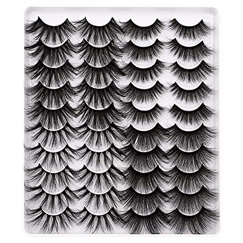 Calphdiar Mink Eyelashes 25mm Eye Lashes Pack Dramatic Volume Long False Eyelashes 20 Pairs Pack (8D/9D Lashes)