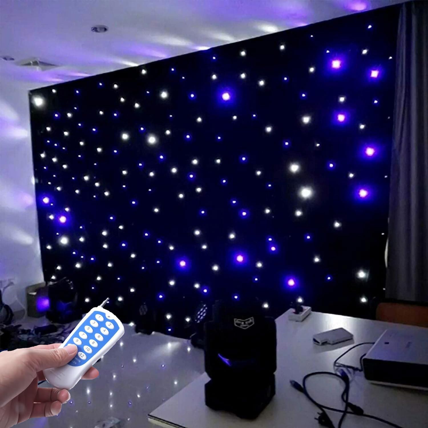 Ściereczka LED gwiaździste niebo z pilotem zdalnego sterowania, 60 trybów, ściemniane światła, wszechstronne tło do kina, programów telewizyjnych, dekoracji festiwalowych, pokoju domowego