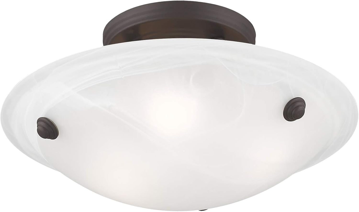 Bronze and Alabaster Glass Semi Flush Mount Light