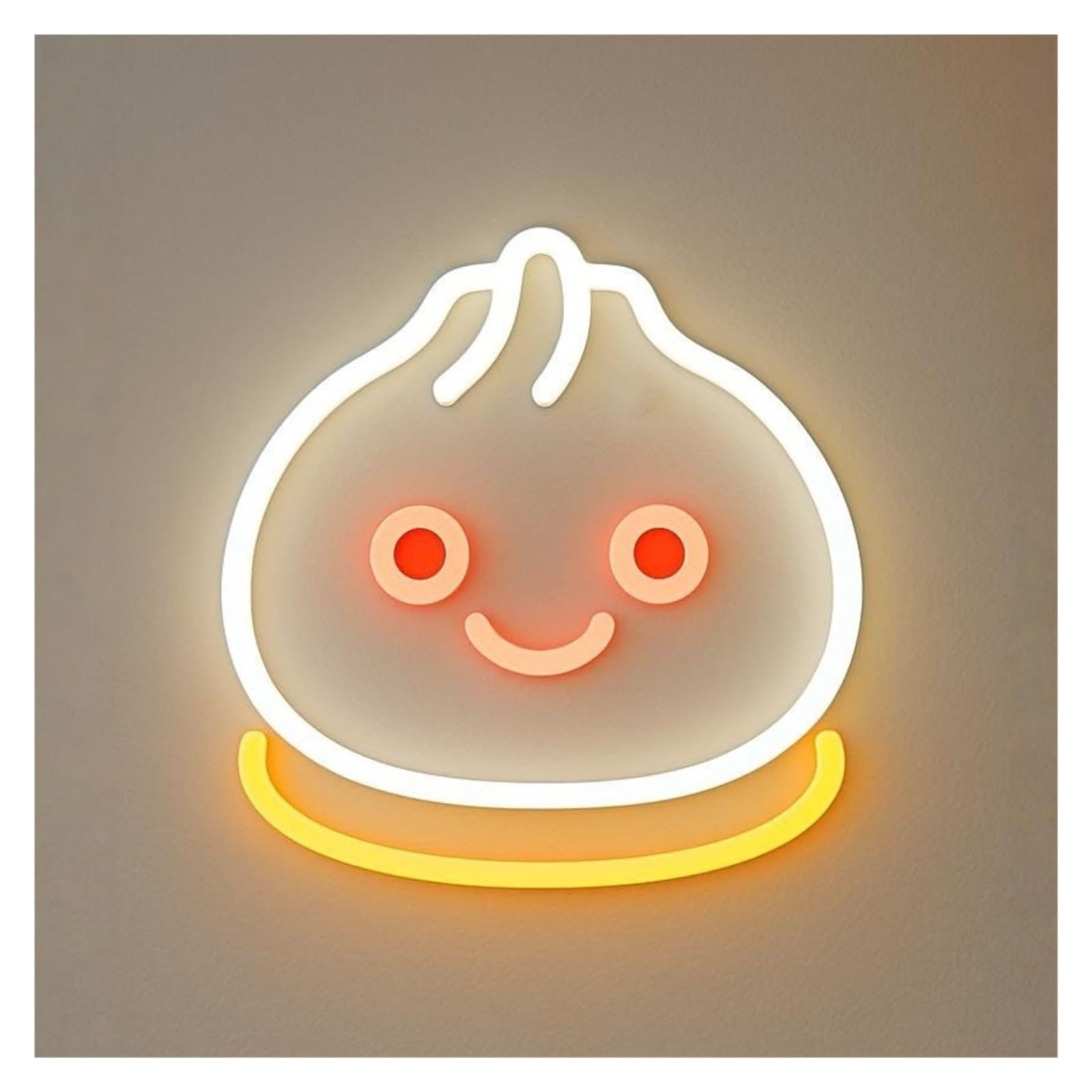 RONGCH Hanging Art Signs Baozi Neon LED Light for Business Asian Restaurant Kitchen Chef Steamed Buns Wall Decor Dimmable USB Powered Sign Illuminated 38cm