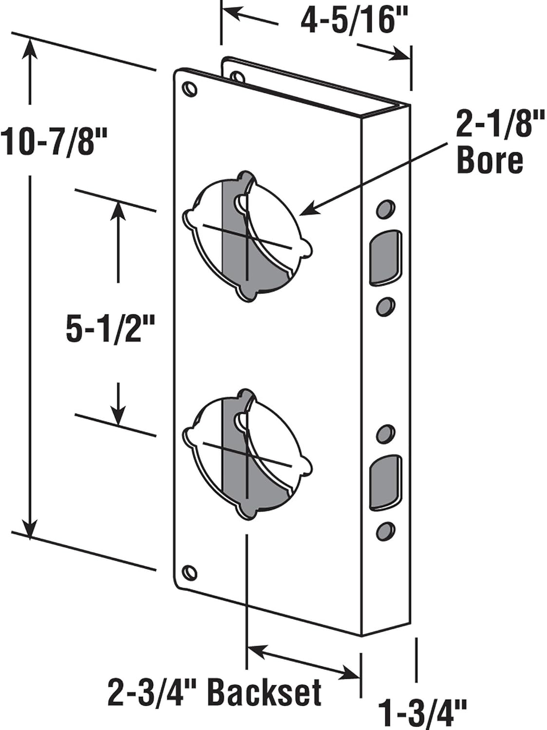 Prime-Line U 10546 Stainless Steel Lock and Door Reinforcement Plate for 1-3/4 In. Thick Doors, Stainless Steel Finish (Single Pack)