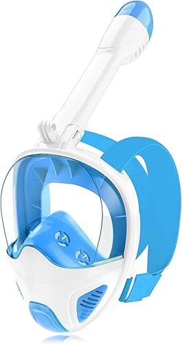 LITTLEJSY Snorkel Mask,Full Face Snorkel Mask for Adults Kids,Snorkeling Gear with Detachable Camera Mount,Panoramic 180 View,Anti-Fog Anti-Leak