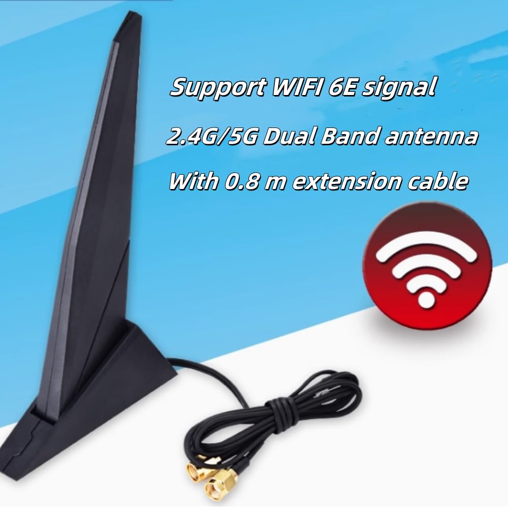 Antenne externe WiFi 6 6E 2,4 G/5 G Base magnétique PC Ordinateur de bureau avec câble d'extension de remplacement pour carte mère Asus Rog Strix WiFi 2T2R