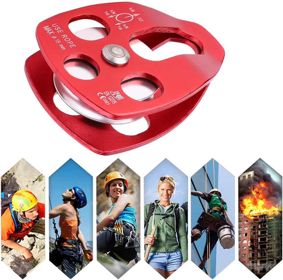 Side Plate Climbing Pulley, High Strength Pulley, Portable Aviation Aluminum Side for Hauling and Rigging