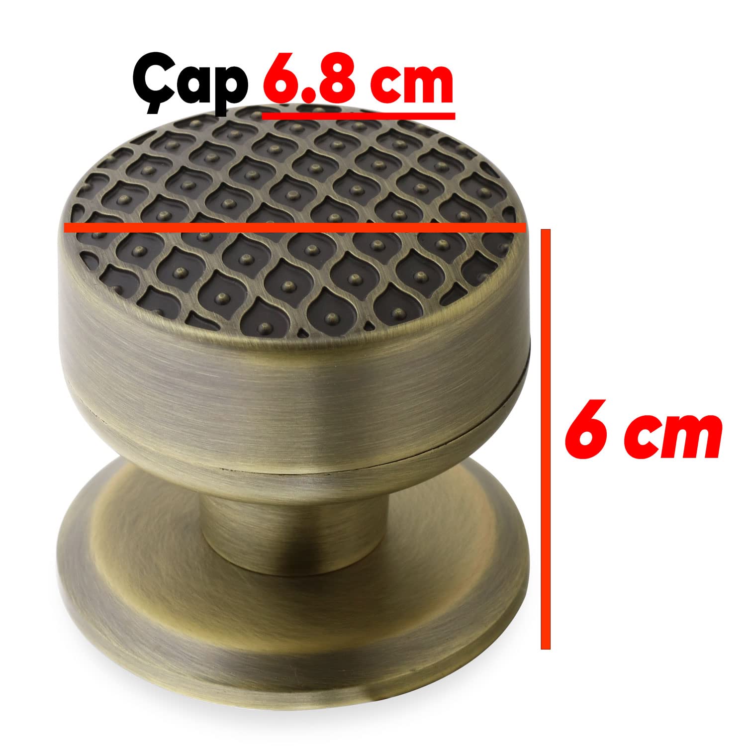 Badem10 Kestila Antik Sarı Kapı Tokmağı Topuzu Kolu Metal Tokmak