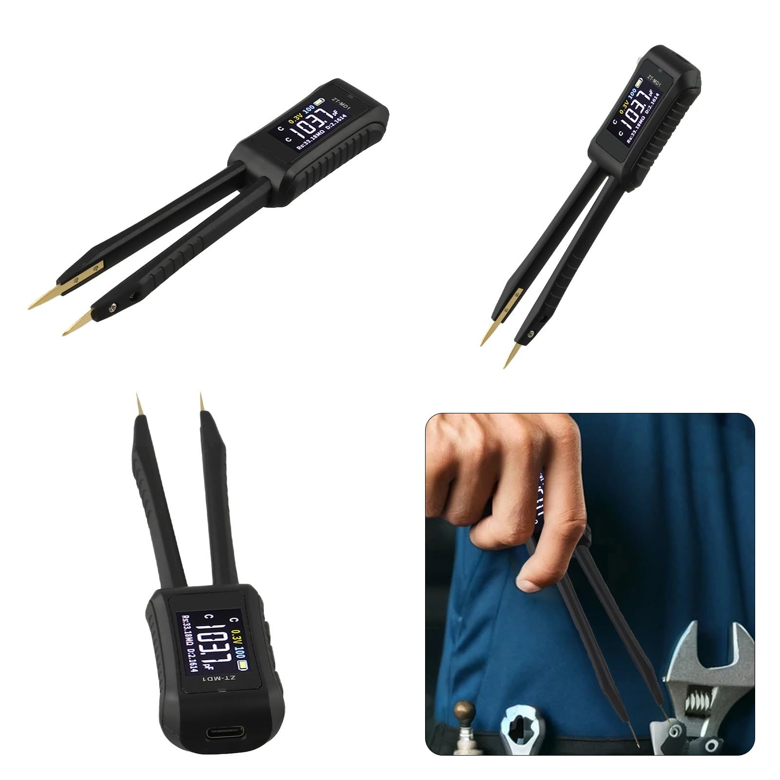 ZOYI ZT-MD1 Pinzas digitales LCR ESR probador de resistencia condensador inductancia on/off diodo medidor de prueba