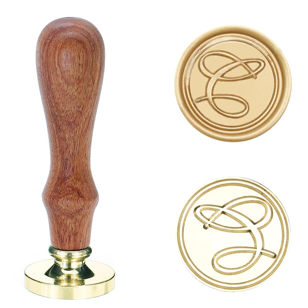 Poemluve Wax Seal Stamp Letter C Initial Seal Retro Monogram Wax Stamp with Wooden Handle Classic Sealing for Wedding Invites, Envelope, Gift Wrap, Thanks Card (Letter C)