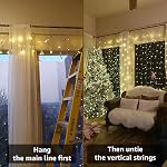 LE LED Curtain Lights, 306 LEDs 9.8 x 9.8 ft Fairy Lights Plug in, 8 Lighting Modes String Lights Indoor, Outdoor Patio Twinkle Lights for Bedroom Party Christmas Wedding Decoration, Warm White