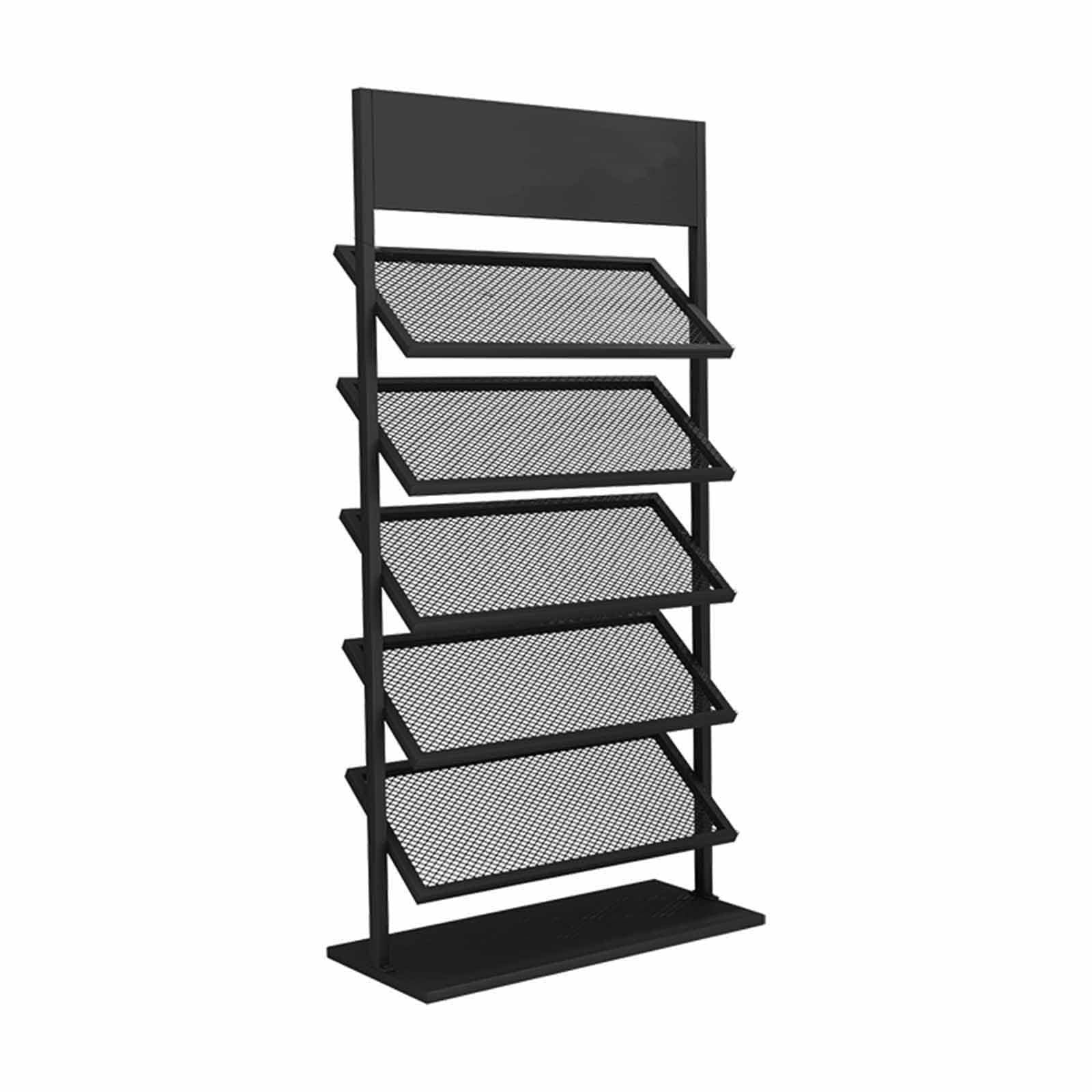 Großer schwarzer Metall-Keramikfliesen-Türständer, Halter, multifunktional, Ausstellungsnizer für Proben, freistehendes Magazin- und Bücherregal (87 cm)