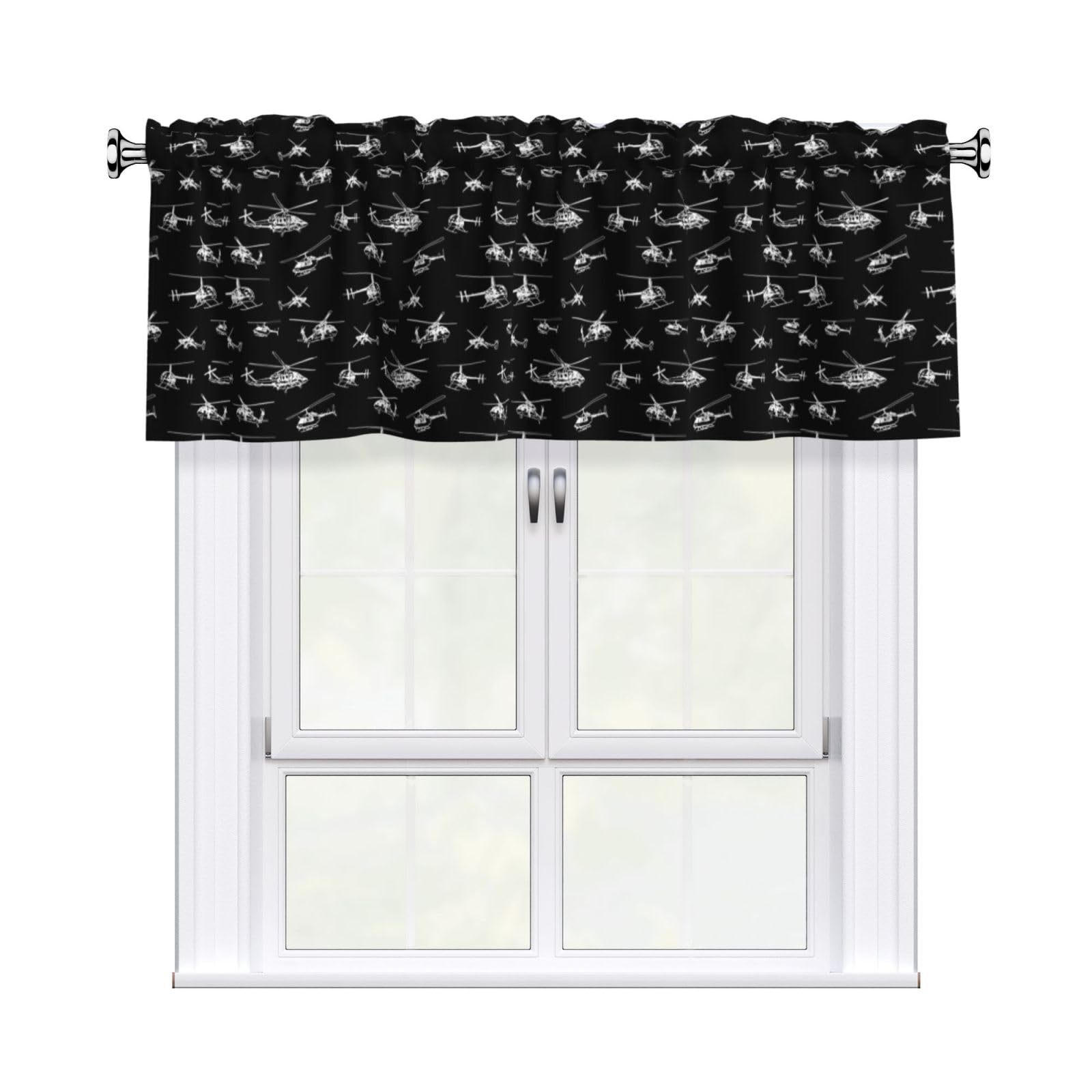 YYHHAOFA Helicopter Prints Durable Kitchen Window Layer – 54x18 Inch 100% Polyester Valance with Precision Construction