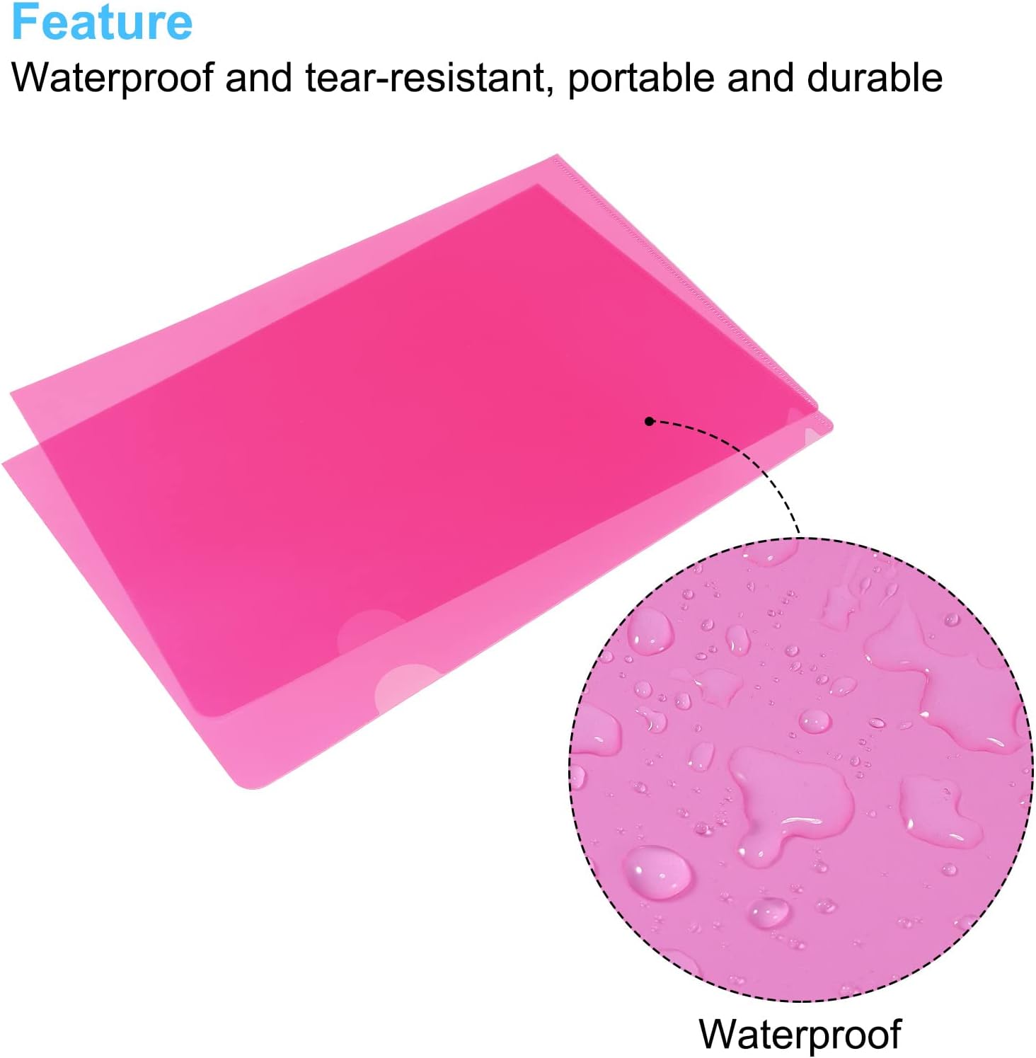 PATIKIL L Type Folders 24 Pack A4 Plastic File Project Pockets Clear Paper Document Jacket Sleeve for Office, Pink