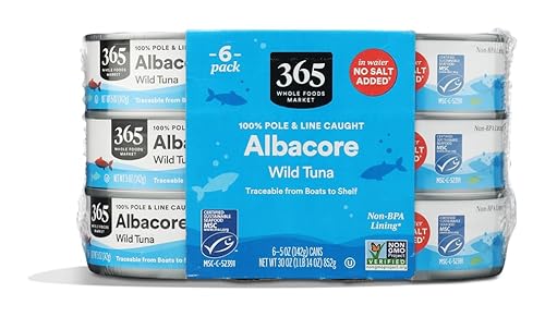 365 by Whole Foods Market, No Salt Albacore Tuna in Water 6pk, 5 Ounce