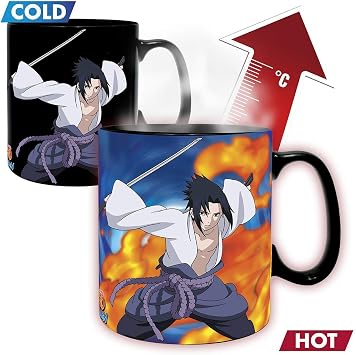 ABYSTYLE Naruto Shippuden Naruto and Sasuke Heat Change Mug and Coaster Gift Set Anime Manga Drinkware Merch