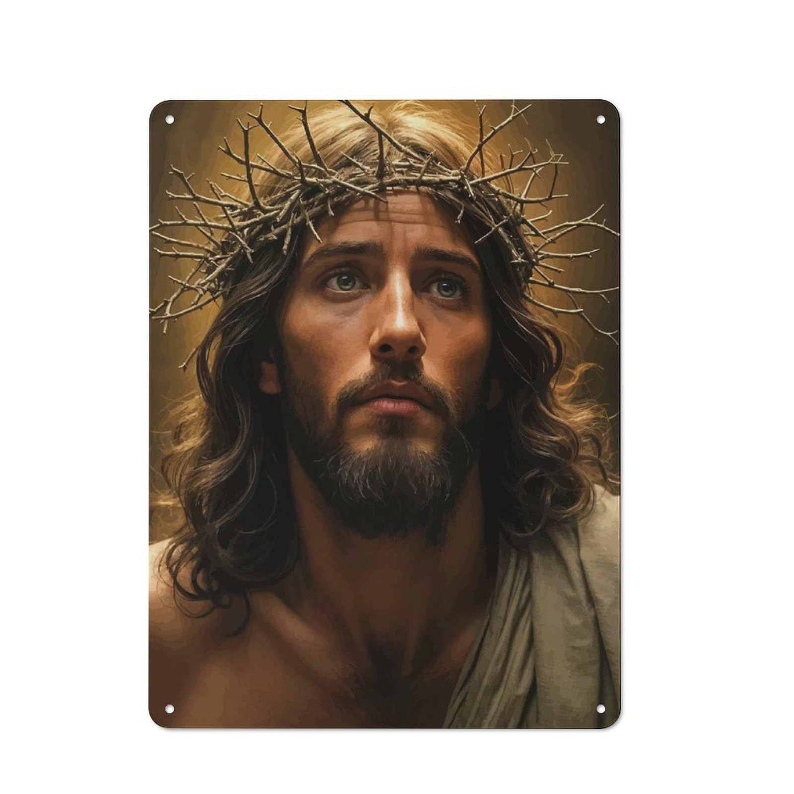 Junmoney Jesus And The Crown Of Thorns Tin Wall Plaque 40X30cm With For Hobby Room Or Studio, For Metal Sign Collectors, For Kitchen And Home Bar Decor