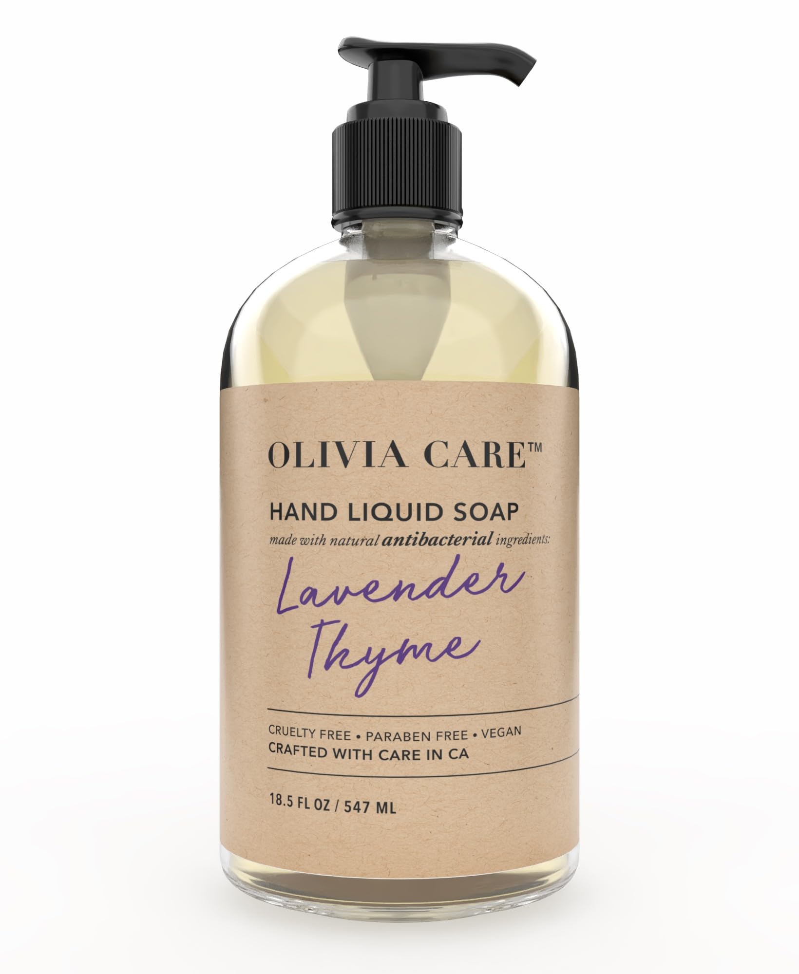 Olivia Care - Sapone per le mani antibatterico con olio di salvia e albero del tè e profumo di lavanda e timo, detergente gel