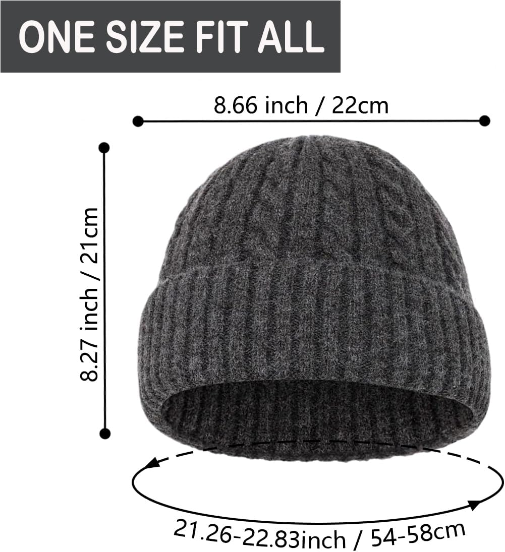 Knitted Cuffed Beanie Cap for Men/Women, Unisex Soft Warm Winter Hat Stocking Skull Cap - Image 2