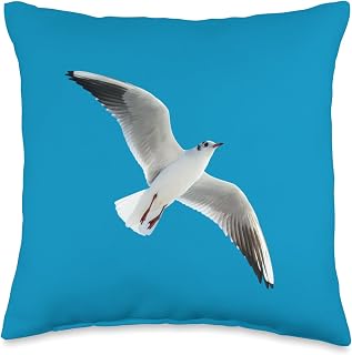 Seagull in Flight - Coastal Nature Bird Throw Pillow