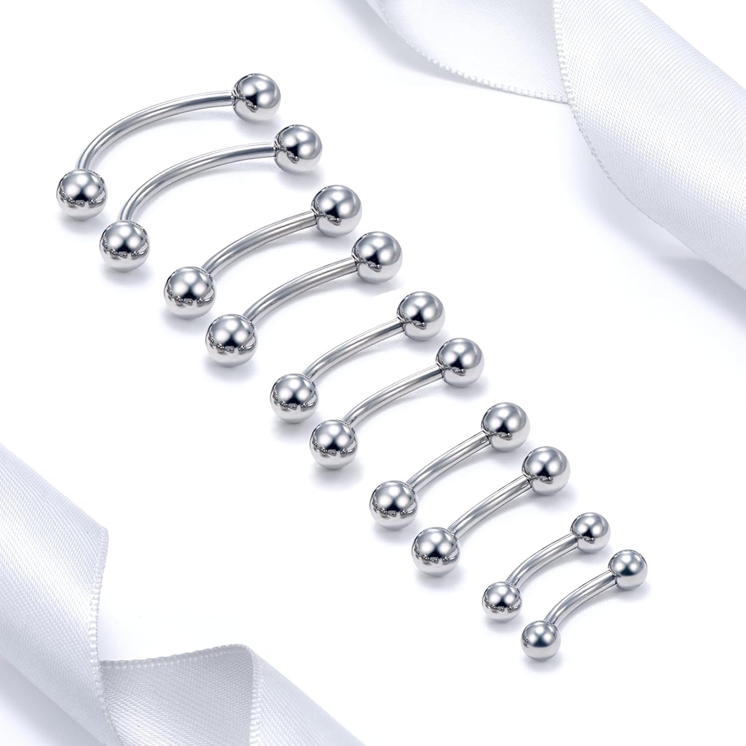 20G 18G 16G 14G F136 Titanium Eyebrow Piercing Jewelry Curved Barbell Eyebrow Ring Vertical Labret Lip Jewelry Daith Rook Earring Navel Small Belly Button Ring Piercing Jewelry for Women Men - Image 6