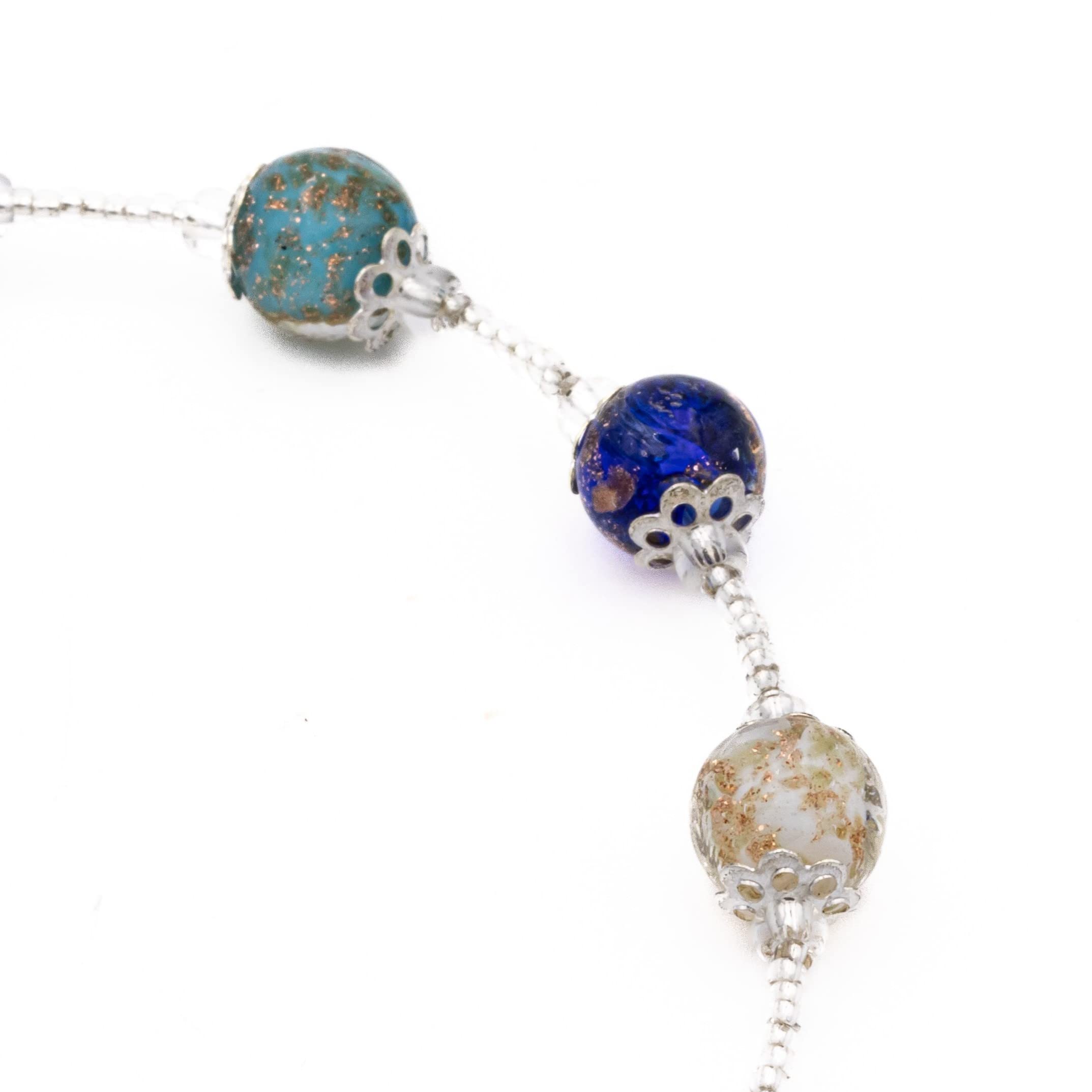 Sospiri Venezia Bracciale Donna 7 Perle in Vetro Diametro 8 mm Braccialetto Originale Vetro di Murano Gioiello Idea Regalo Made In Italy Certificato