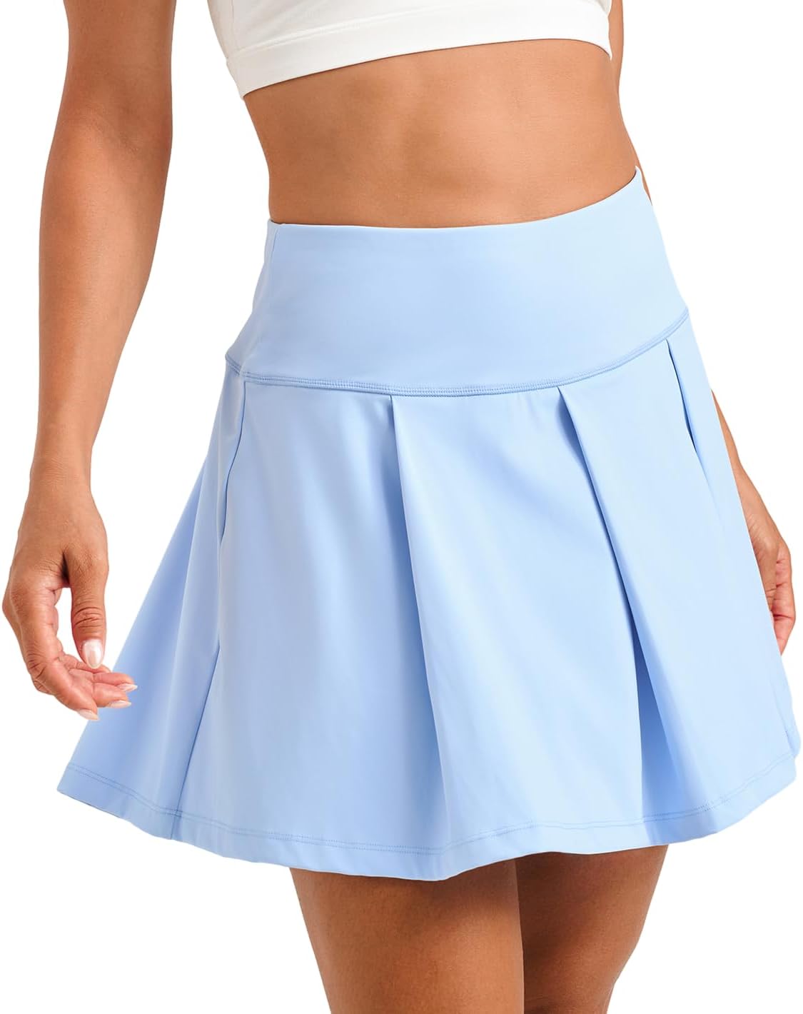 Yogipace Women's 15.5" Pleated Tennis Skirt, High Waisted Workout Skort with Pockets, UPF 50+ Long Athletic Golf Skirt