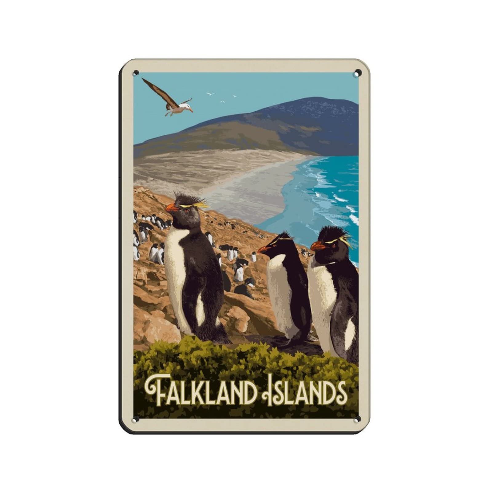 KZIWQ Metal Sign Falkland Islands Vintage Decor Art Sign Home Kitchen Bar Cafe Club Cave Wall Decor Retro Travel Tin Sign 15x30cm