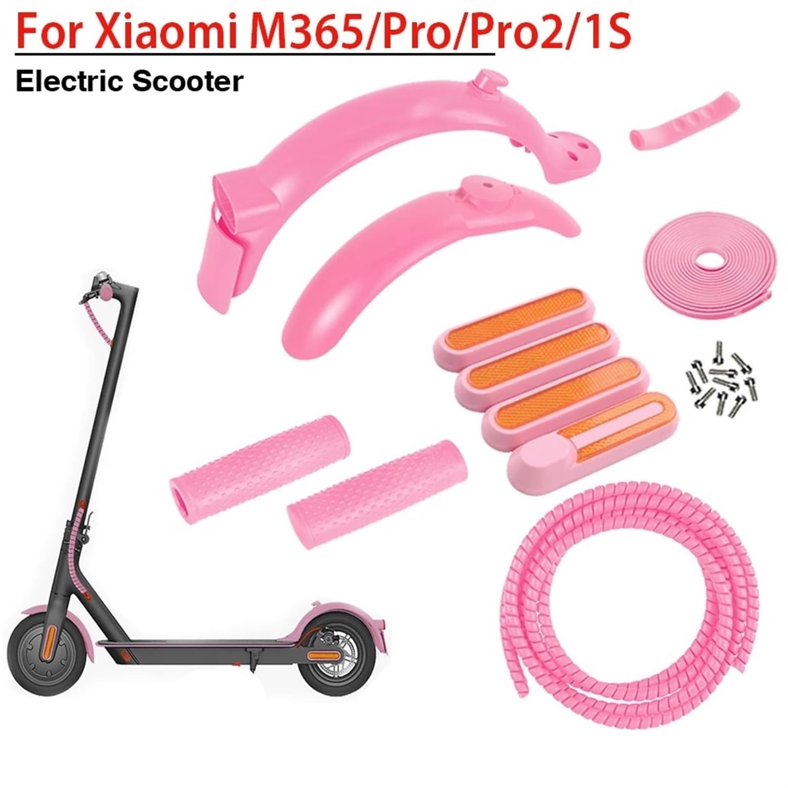 Guardabarros Delantero Trasero, Protector de Guardabarros for neumáticos, for Xiaomi, Mijia M365 Pro Pro2 1S, Kit de reemplazo de reparación de Patinete eléctrico Guardabarros para Scooter (S