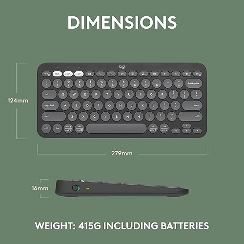 Miniatura 10 de Logitech Pebble Keys 2 K380s, teclado inalámbrico Bluetooth multidispositivo con accesos directos personalizables, delgado y portátil, fácil de