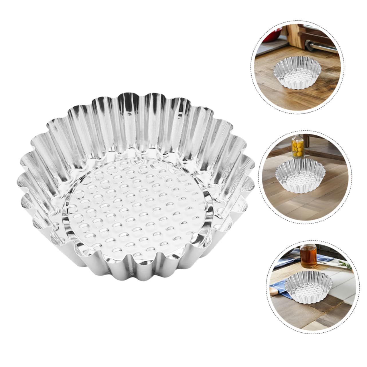 BESTYASH Moldes para Mini Tartaletas 30 Piezas de Acero Inoxidable | Borde Floral Ondulado, Color Plata, Uso Versátil en Horneado Comercial, Limpieza Sencilla y Desmolde Fácil