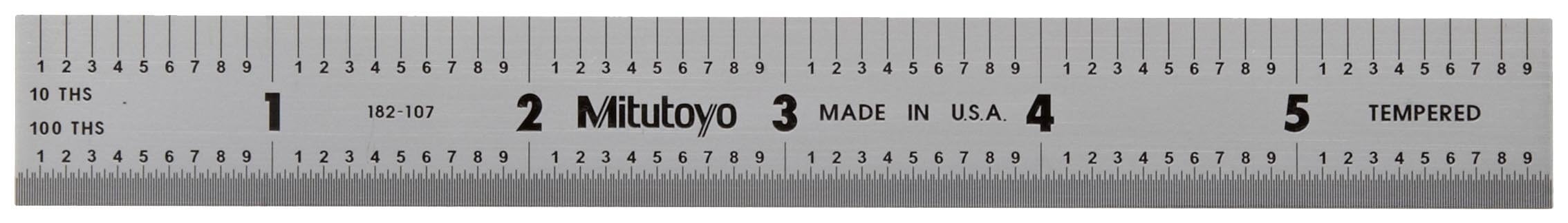 Mitutoyo 182-107 Steel Rule, 6" / 150mm, Satin Chrome Finish, Precision Stainless Steel Rule with Multiple Graduations