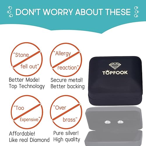 Miniatura 4 de Moissanite Stud Earrings Lab Created Diamond 18K White Gold Plated 925 Sterling Silver Earring Jewelry Gifts for Women Men