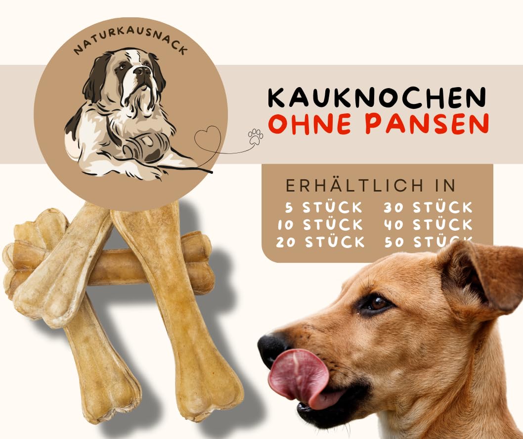 Warnick's Tierfutterservice Hundesnack - Kauknochen ohne Pansen - 12 cm, 40 Stück - Hundeknochen als Leckerli & zur Zahnpflege