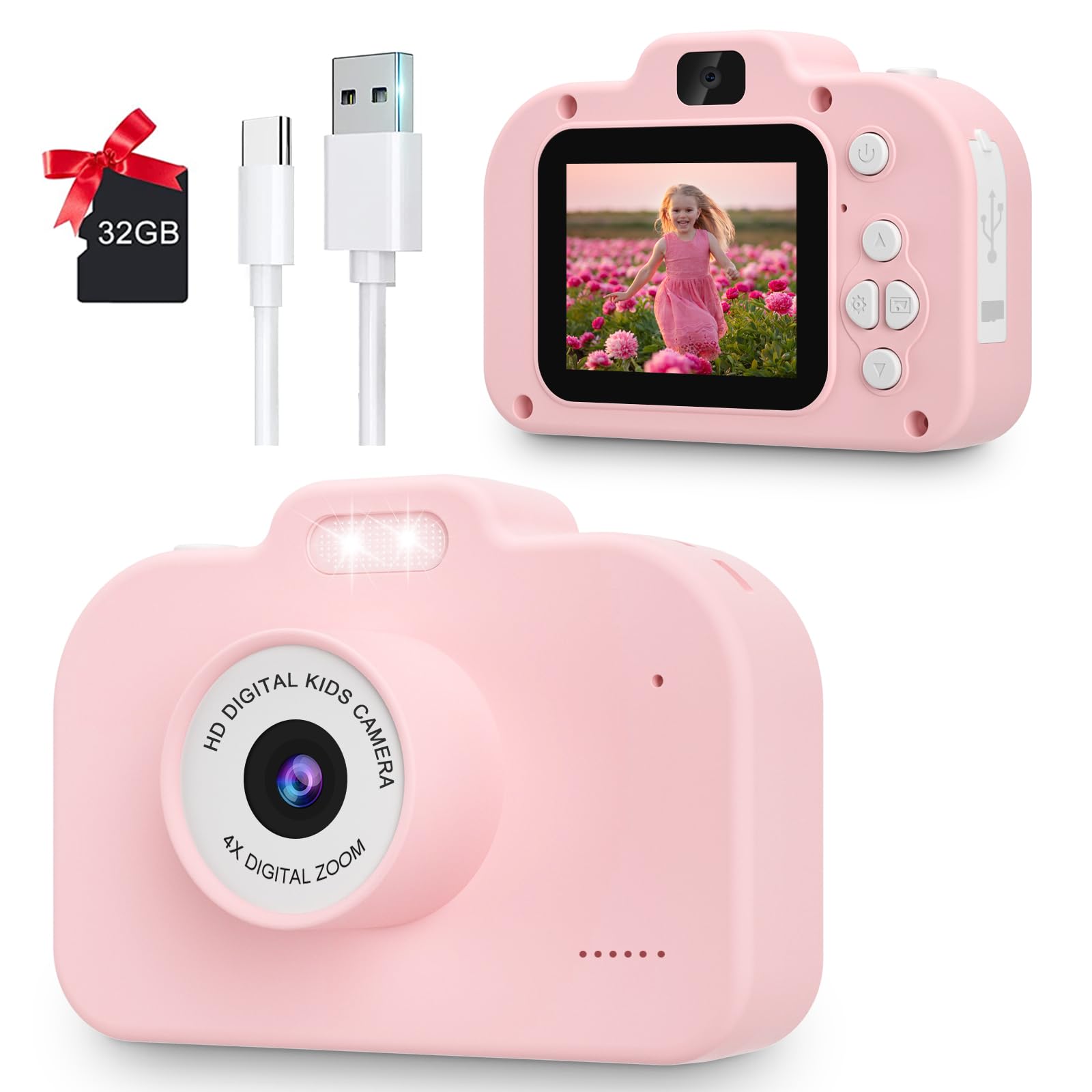 Macchina Fotocamera bambini ,Scheda 32GB,1080P HD Ricaricabile Fotocamera Digitale Regalo Giocattolo di Natale & Compleanno 3-10 Ragazzi Ragazze