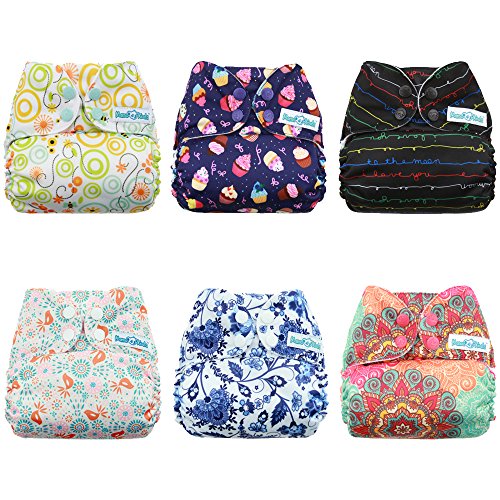 Mama Koala Pocket Cloth Diapers, 6 pcs + 6 Inserts, Halo, One Size