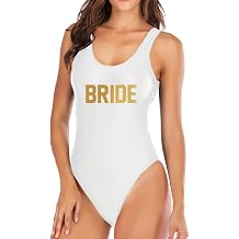 Elightvap Bride to Be Squad Women One Piece Swimsuits Letter Print Swimwear High Cut Monokini Bridesmaid Team Bathing Suits