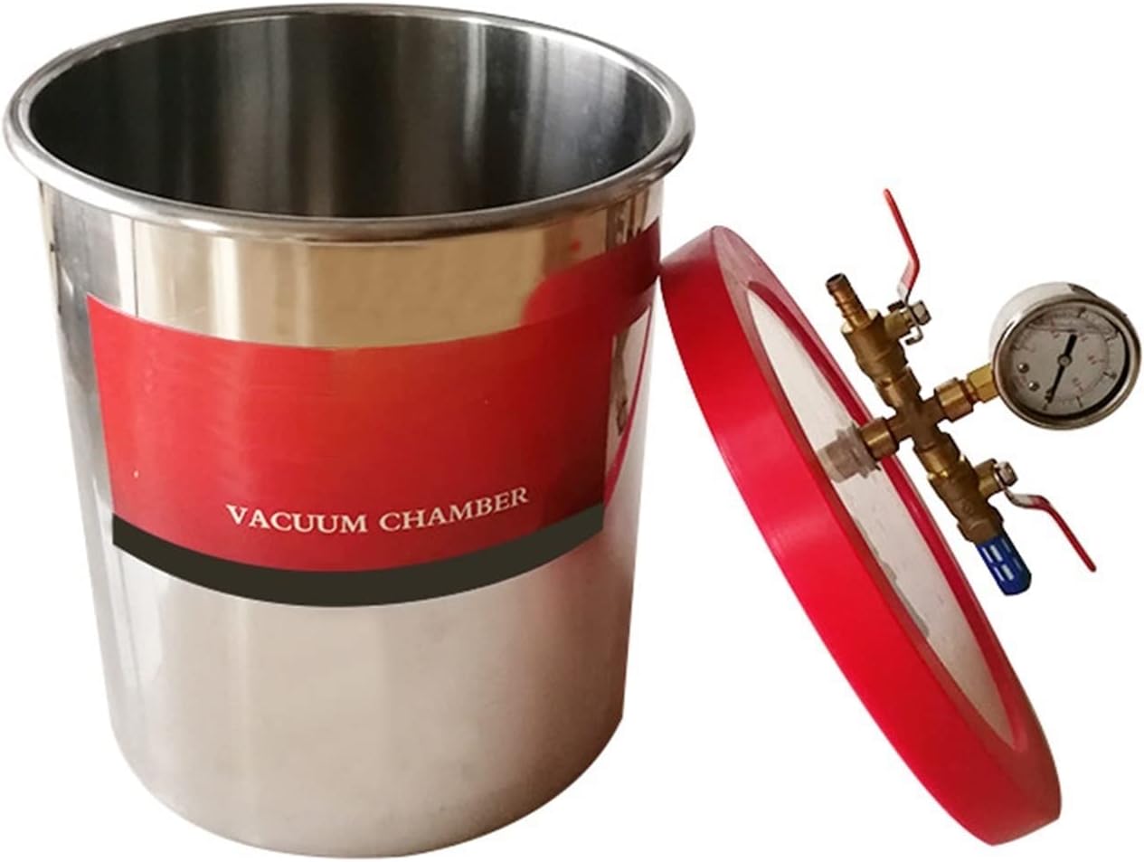 ROROLL Stainless Steel Vacuum Chamber 2/3/5 Gallon with 3cfm Vacuum Pump Defoaming Barrel for Epoxy Resin AB Glue 9L/12L/20L Used in Chemical Industry, Spray, Water Treatment(5Gal RS-1)