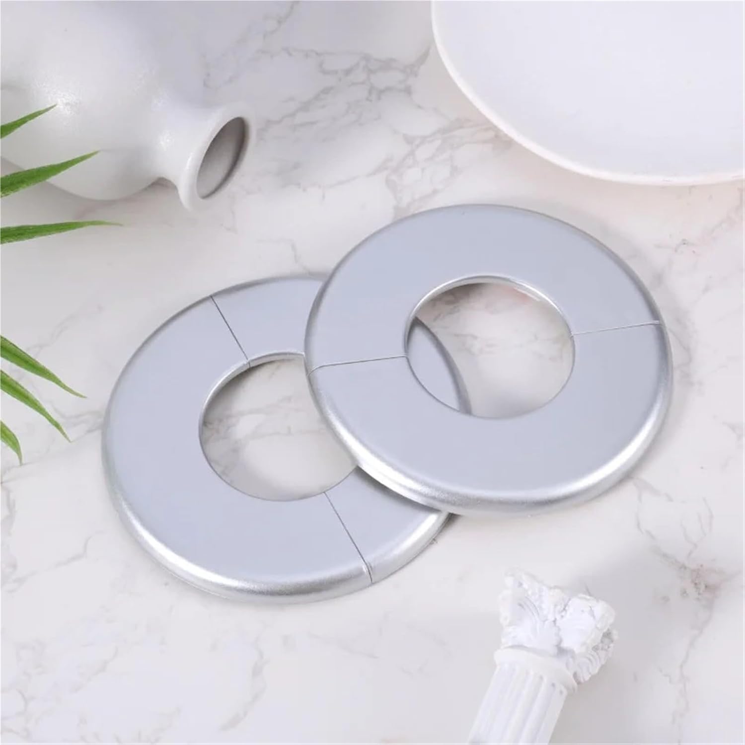 Versatile Plumbing Cover Plates,20pcs Wall Split Flange, Self-Adhesive ABS Round Escutcheon 51mm/2in Diameter Pipe Faucet