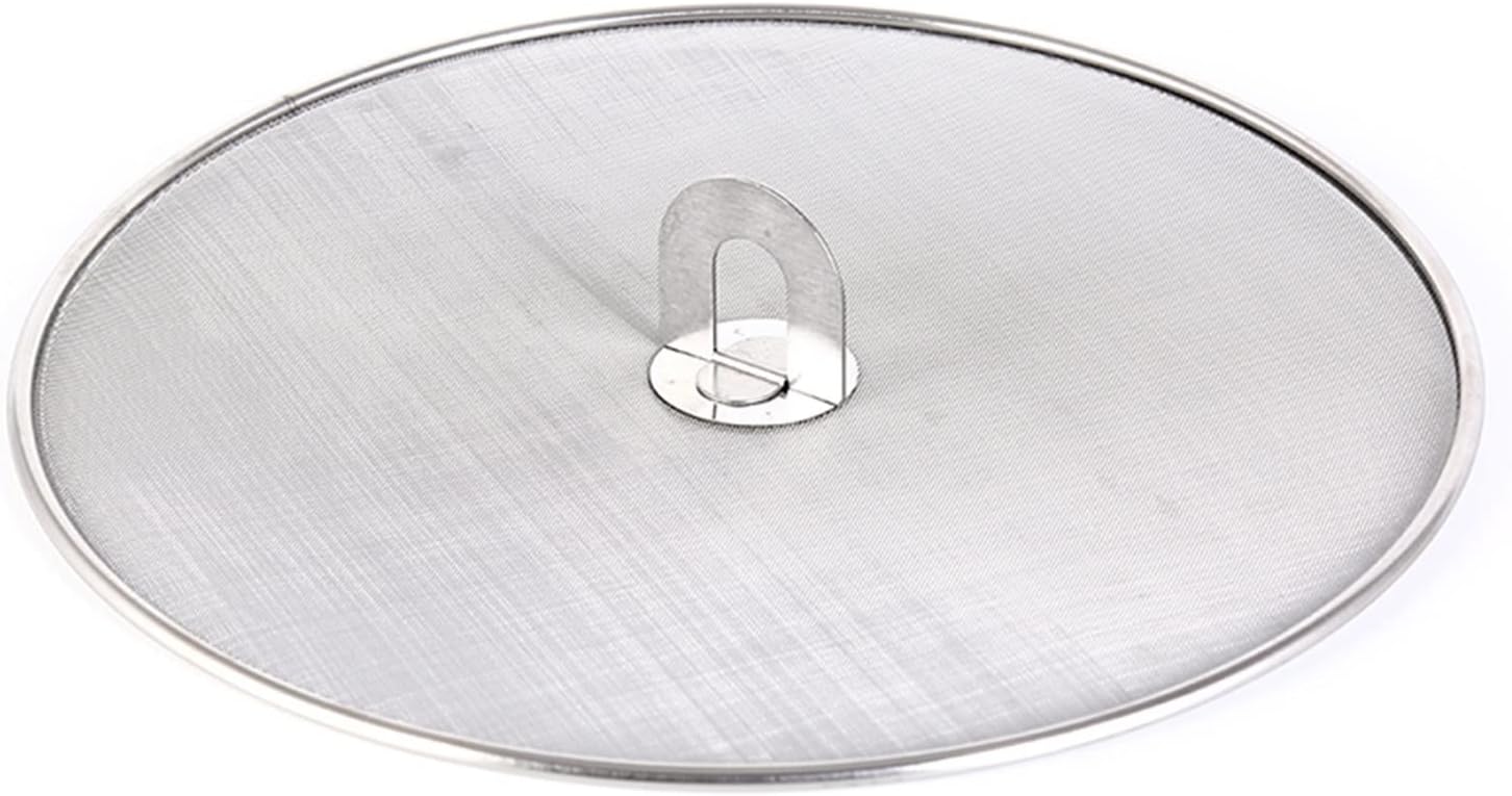 Silver Stainless Steel Oil Proofing Pan Cover Spill Proof Frying Splatter Screen Lid
